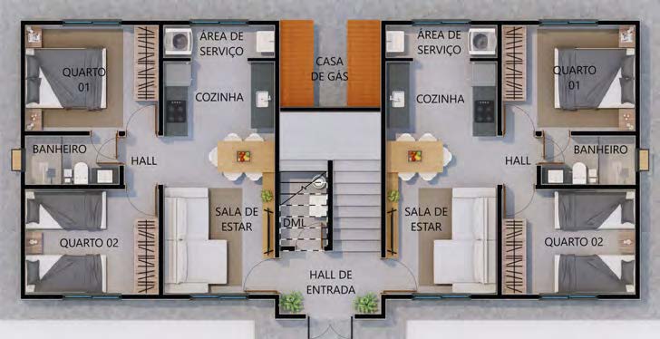 Planta do Apartamento de 2 quartos